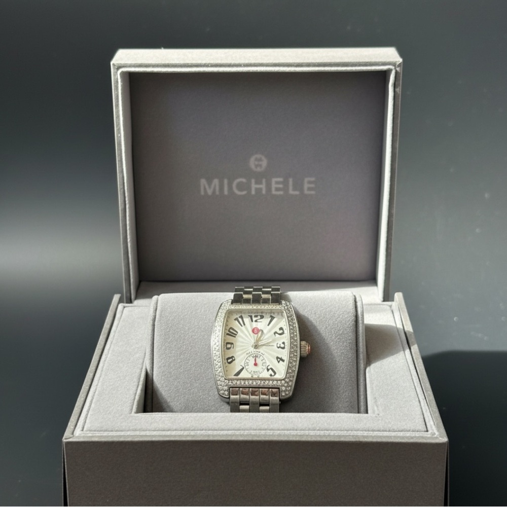 MICHELE Mini Urban Quartz Watch with 0.65ctw Diamond Bezel - Picture 2 of 8